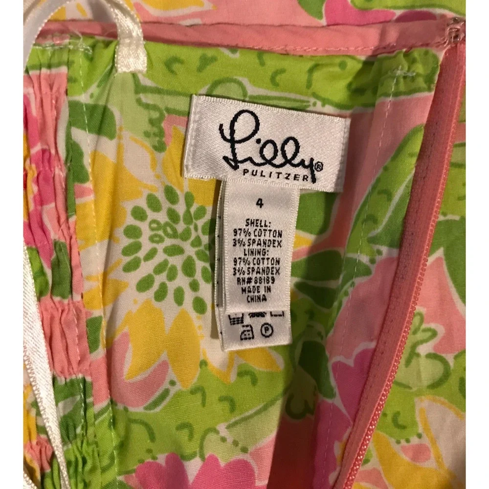 Vintage Lilly Pulitzer White Label Strapless Alligator Floral Dress Size 4 - Picture 10 of 11
